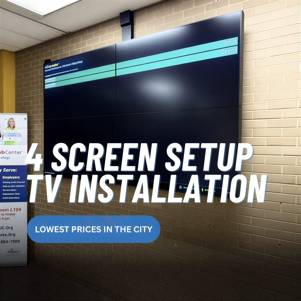 4-screen commercial TV video wall install